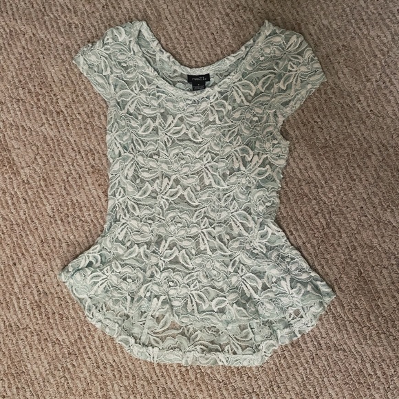Rue21 Tops - Rue 21 Mint Green Lace Peplum Top